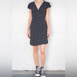 Brandy Melville Robbie Wrap Dress One Size Blue White Daisy Floral Balletcore